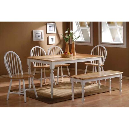Highkey 6 Pieces Farmhouse Dining Set - White-Natural LR191079